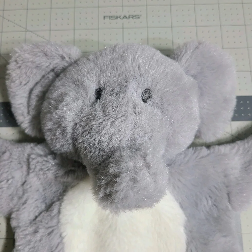 ELEPHANT LOVEY GRAY W WHITE PAWS & BELLY SECURITY BLANKET KELLY TOY FLAT CRINKLE